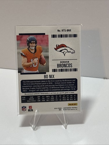 2024 Panini Contenders #RTS-BNX Bo Nix Rookie Ticket Patch - Picture 4 of 6