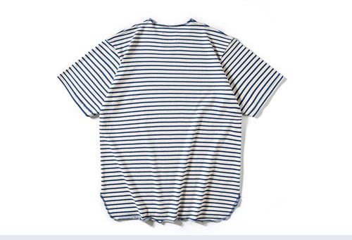 Verano Hombres Marinero Rayas Camisa Cuello en V Camiseta De Colección Informal Top Camiseta Azul - Imagen 3 de 8