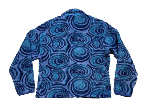 Y2K Fila Womens Medium Deep Pile Sherpa Spiral Fleece Jacket Blue & Green Swirl - Picture 2 of 7