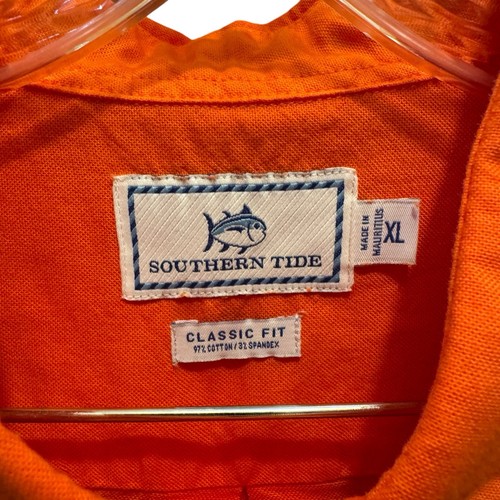 Camisa Southern Tide Abotonada XL Calce Clásico Tango Naranja Elastizada Sólida NUEVA - Imagen 8 de 12