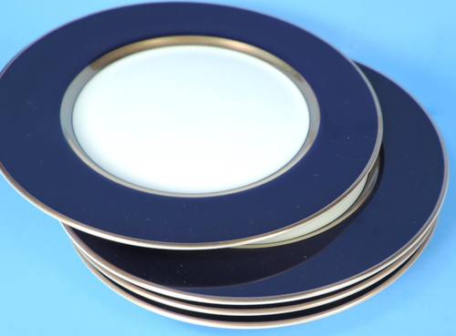 set of 4 FITZ & FLOYD COBALT RENAISSANCE 7.5" PLATES (FLAWLESS) - Picture 3 of 5