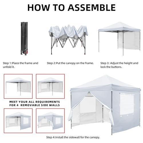 White 10x10 FT Pop Up Canopy Tent with Sidewalls, Heavy Duty Canopy for - Bild 5 von 7