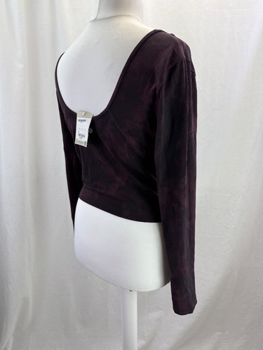 lululemon crop top red + black tie dye long sleeve v neck + scoop back 12 VGC - Picture 4 of 11