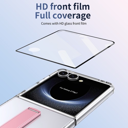 For Samsung Galaxy Z Flip 7 Slim PC Clear Stand Case Built-in Front Screen Cover - Picture 14 of 73