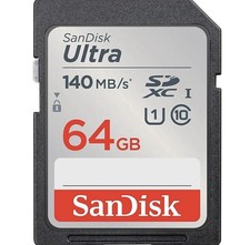 SanDisk 64GB Ultra SDXC card up to 140 MB/s with A1 App Performance UHS-I Class 