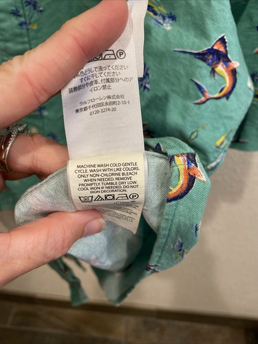 Polo Ralph Lauren klassische Passform ungesteckt Knopfleiste Schwertfisch Palme Hemd 3XB - Bild 3 von 7