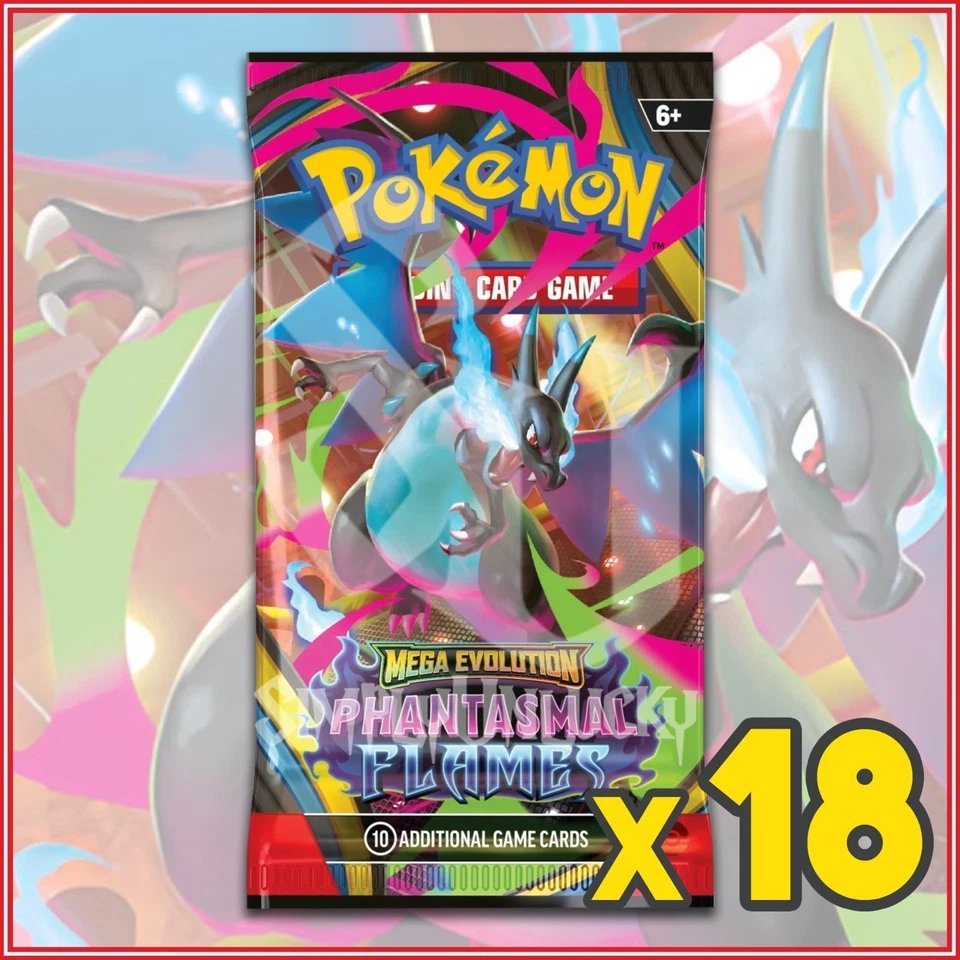 Pokemon TCG: Mega Evolution Phantasmal Flames Booster 18 Packs ME02 Ships 11/14