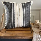 Black Jacquard Boho, Embroidery, Moroccan Throw Pillow Cover - Casablanca Dream