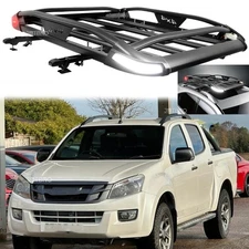 For Isuzu D-max 50"x38"Car Roof Rack Cargo Basket Holder w/LED Light+ Cross Bars