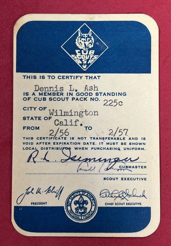 1956-57 Boy Scouts of America Cub Scout Certificate of Registration & Patches - Picture 3 of 5