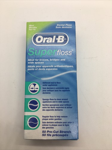 Oral-B Superfloss Mint Zahnseide 1er Pack 50 vorgeschnittene Strähnen Zahnspangen breit