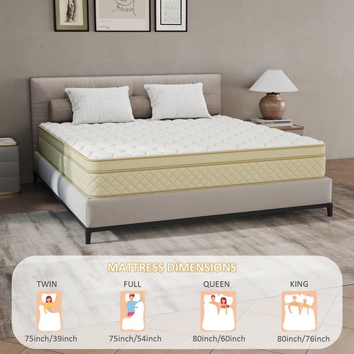 12"14" Gel Memory Foam Mattress Hybrid Spring Twin Full Queen King Size In a Box - Picture 11 of 12