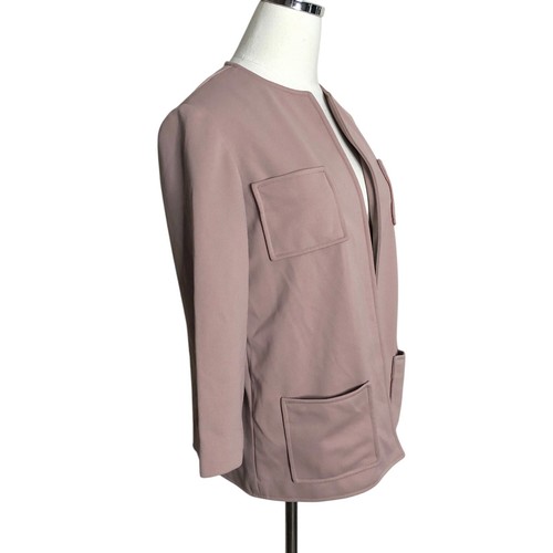 Givenchy Sport Jacket Size 10 Dusty Rose Pink Knit 3/4 Sleeve Open Front Blazer - Picture 10 of 10