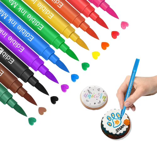 Edible Markers for Cookies Food Coloring Pens 10Pcs, Fine and Thick Tip Food Gra