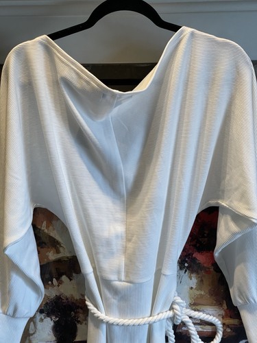 Vestido Forever 21 Manga Larga Tejido Acanalado Cinturón Contemporáneo Marfil Talla M Nuevo con Etiquetas - Imagen 12 de 16