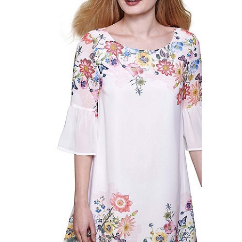 Rrp Yumi Ivory Gg Dress Dh091 03 Size Flared Floral Uk Sleeve 8 Tunic £45 q4rZpSAzq