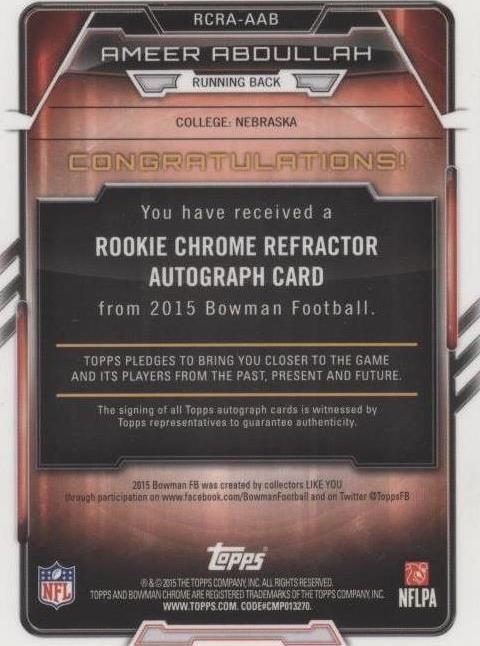 2015 Bowman Ameer Abdullah #RCRA-AAB
