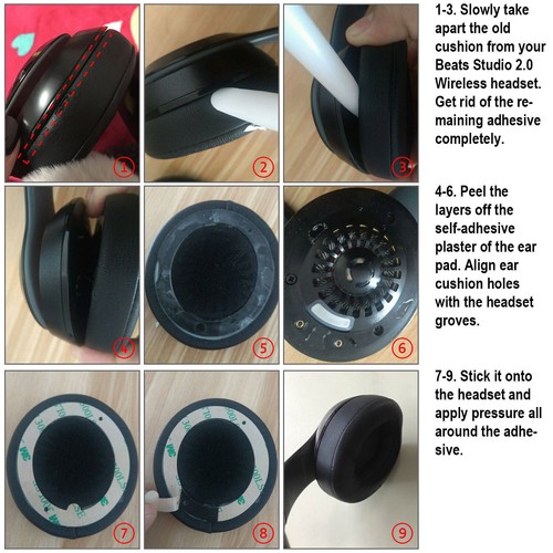 Schwarz Ersatz Pads für Kopfhörer Kissen Hülle Dr. Dre Beats Solo 2.0 3.0 - Bild 3 von 7