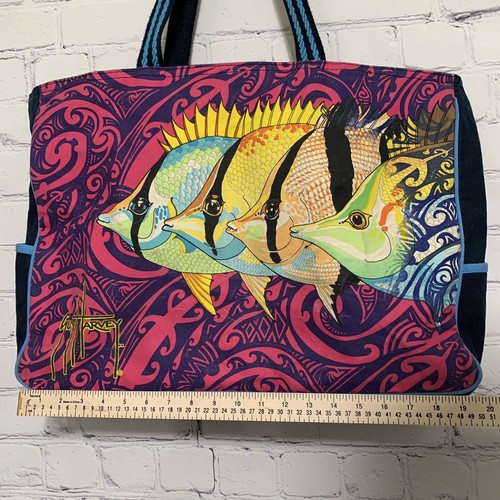 Guy Harvey Tote Large Shoulder Bag Tang Fish Ocean Theme - Picture 10 of 12