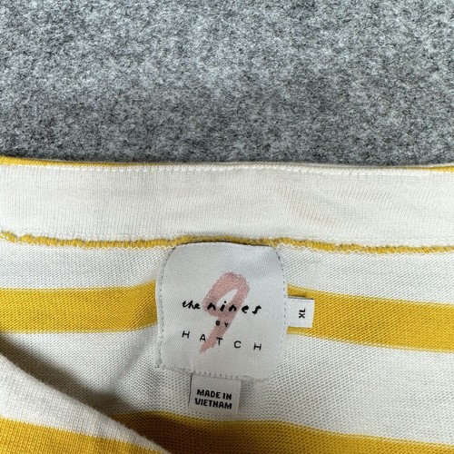 The Nines Hatch Yellow White Stripe Shoulder Buttons Boat Neck 3/4 Sleeve Top XL - Picture 6 of 9