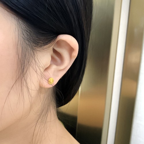 Pure Gold Earrings Drop Stud For Women Round Solid Real 24K Yellow Gold Earring - Picture 5 of 5
