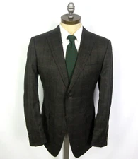 ERMENEGILDO ZEGNA Wool Brown Plaid Check Jacket 50R IT 40R US Dual Vent Italy