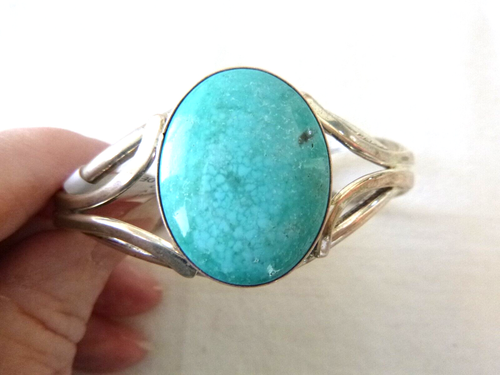 NWT Navajo Robert Shakey Kingman Turquoise Bracelet 925 Sterling Silver - Picture 4 of 5