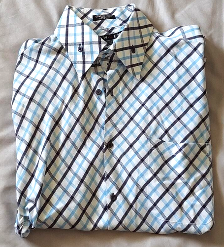 NEWGEN Men’s Dress Shirt – Blue and White and Black – Size 2XL – Previously Own