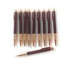 12pk Lot Metal Retractable Click Pens: Red/Burgundy/Maroon & Rose Gold