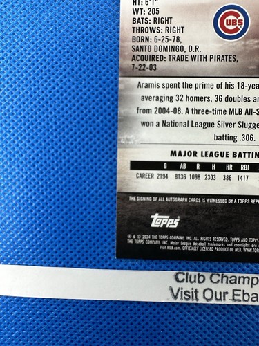 2024 #SCBA-AR Aramis Ramírez Topps Stadium Club Béisbol Auto Cachorros - Imagen 8 de 12