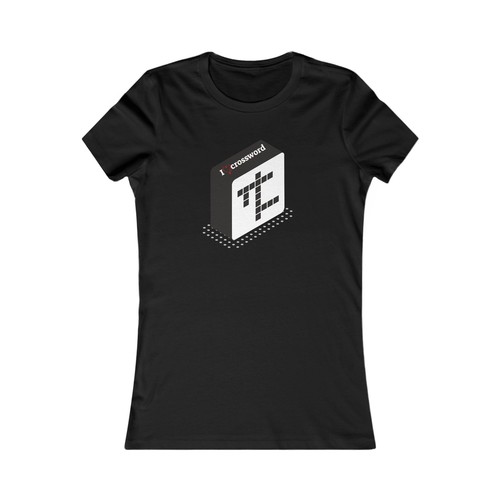 I ❤️ Crucigrama Damas Cuello Redondo Camiseta Algodón Mujeres Camiseta Ajustada Negra Blanca - Imagen 4 de 5
