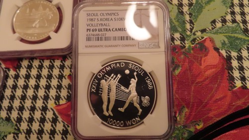 1987 South Korea Volleyball 1 oz Silver Coin NGC Graded PR69 Seoul Proof 10k won - Picture 10 of 10