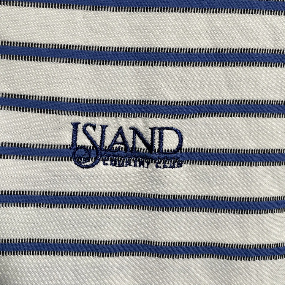 Camisa polo de golf Tehama para hombre grande blanca azul a rayas cuello corto Foto 2 de 4