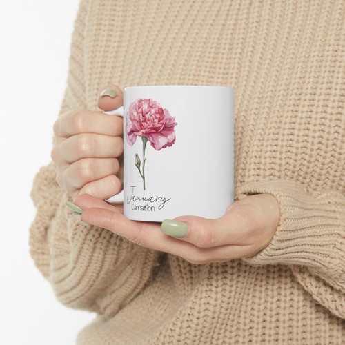 Taza de café personalizada flor mes nacimiento para mamá, hermana, amiga  - Imagen 9 de 11