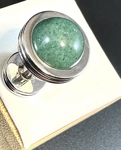 Tiffany & Co Paloma Picasso Green AVENTURINE BARBELL Cufflinks, Sterling Silver - Picture 10 of 17