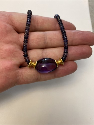 Vintage 18k Gold Amethyst Necklace R LM - Picture 5 of 10