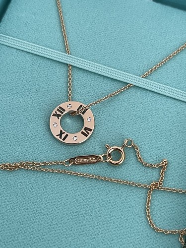 TIFFANY&Co. Necklace/Pendant Atlas Pierced 4P Diamonds 18K Au750 Rose Gold  - Picture 3 of 5
