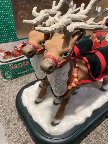 VTG 1995 HOLIDAY CREATIONS ANIMATED MUSICAL SANTA WITH REINDEER & SLEIGH -READ - Bild 8 von 15