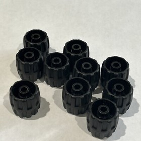 LEGO LOT of 10 Black Vintage Space Wheels Hard Plastic Small Wheel 6118