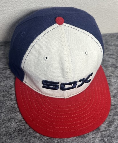 Vintage Chicago White Sox Hat Cap Fitted 7 3/8 Throwback Retro Red White Blue - Picture 4 of 9