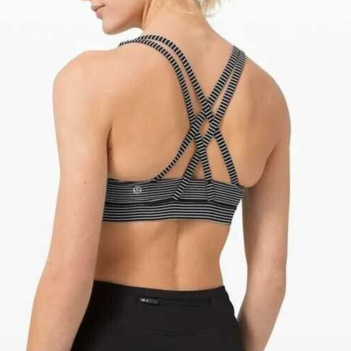 Lululemon Energy Sports Bra Size 6 Mod Stripe Black White Strappy - Picture 1 of 7