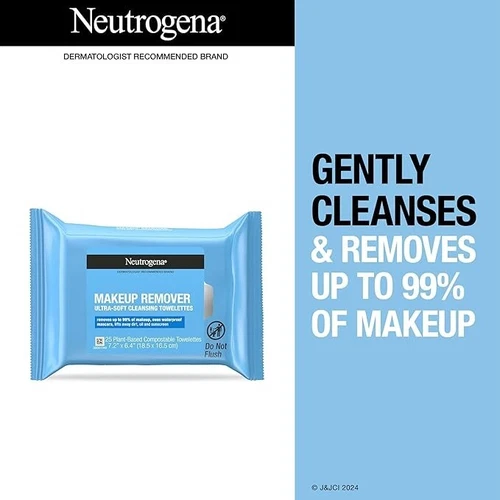 Neutrogena Makeup Remover Wipes, Daily Facial Cleanser Towelettes, Gently Cleans