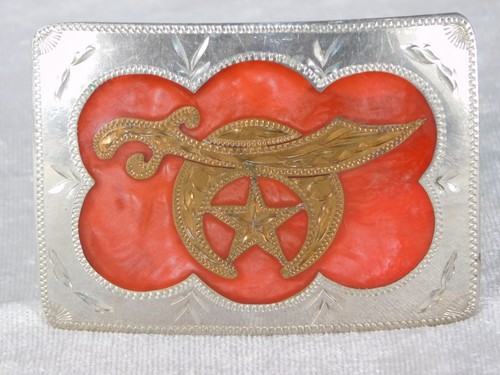 Vintage 1970's Masonic Shriner R&B Colorado German Silver Western Buckle - Picture 1 of 7