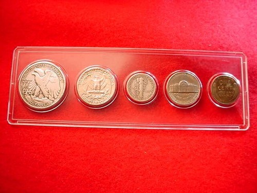 1940-S SAN FRANCISCO 5 COIN MINT SET GREAT 90% SILVER KEY DATE COINS BU CENT #1 - Picture 7 of 7