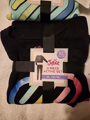 2 Sets Justice Girls XL 16/18 Long Sleeve Tops Legging Pants Activewear Or PJs - Picture 2 of 10