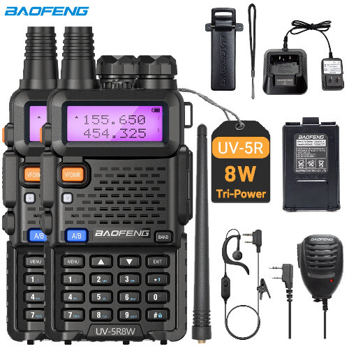 8W Tri-Power Walkie Talkie High Power Dual Band Long Range 128CH UV 5R Ham Two