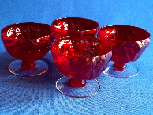Vintage Morgantown Red Crinkle Sherbets - Set of 4 - Picture 4 of 6