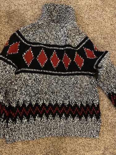 American Eagle Men Fairisle Zip Chunky Cardigan Sweater Aztec Heavy $100 Tags M - Picture 17 of 17