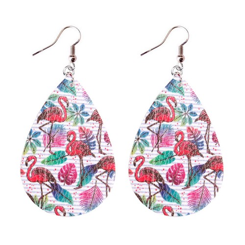 Flamingo Leder Ohrringe für Damen Print Palmblatt Träne Ohrringe Schmuck - Bild 34 von 48