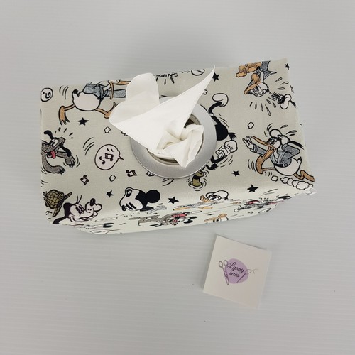 Tissue Box Cover Handmade Mickey & Friends Print Silver Circle Opening - Picture 7 of 12